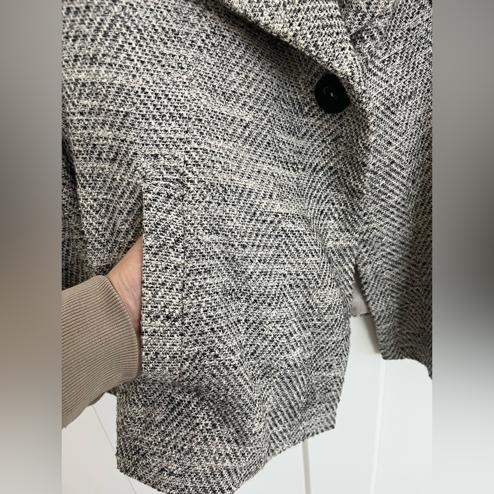 Eileen Fisher Blazer Jacket Soft White Black Italian Tweed Cotton XL Draped - Picture 4 of 11